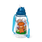 Ecozen Kinderwasserflasche 450 ml mit Flip-Strohhalm, Adoramals-Hochlandkuh