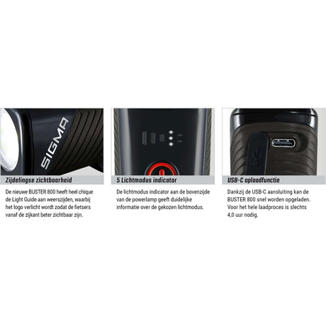 Sigma Scheinwerfer Buster 800 LED -Schraubenhalter -li -ion -Batterie USB