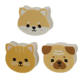 Set mit 3 Radiergummis von Adoramals, Mops, Katze, Shiba Inu