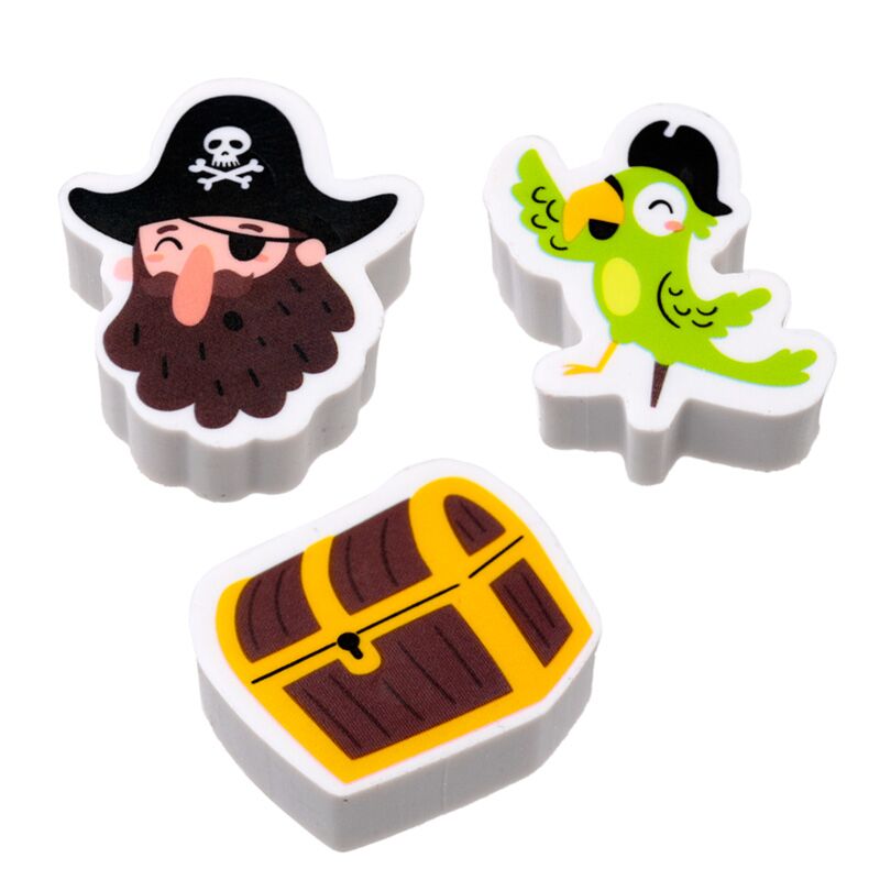 Set mit 3 Piraten-Radiergummis von Jolly Roger