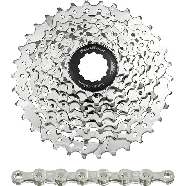 Spanninga sunrace combipack csm66 8v 11-32t met ketting cnm84