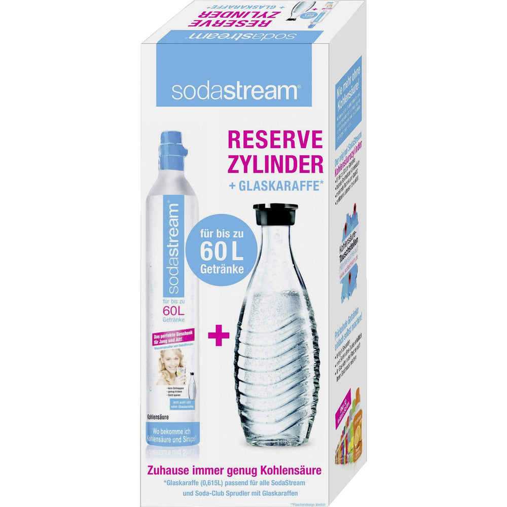 SodaStream Reserve Zylinder 60 l + 1 Glaskaraf