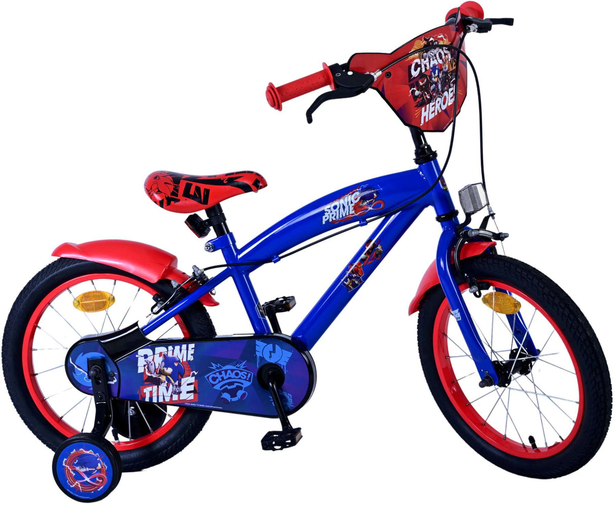 Sonic Prime Children's Bicycle - Jungen - 16 Zoll - Blaurot - Zwei Handbremsen