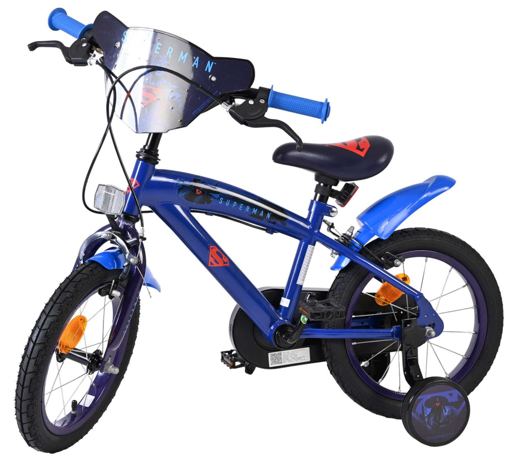 Superman Kinderfahrrad – Jungen – 14 Zoll – Blau – zwei Handbremsen