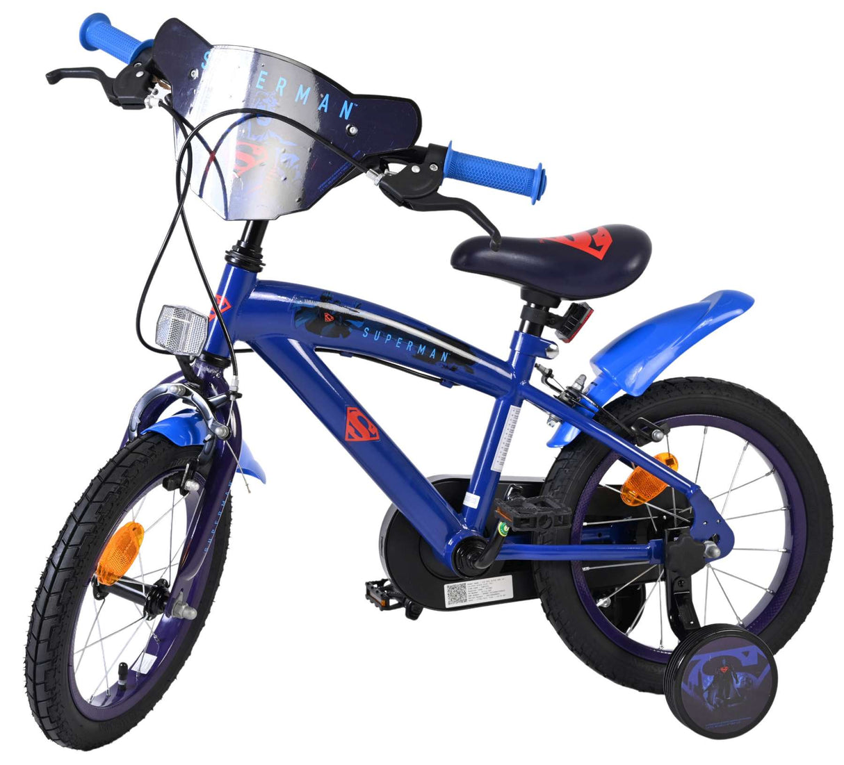Superman Kinderfahrrad – Jungen – 14 Zoll – Blau – zwei Handbremsen