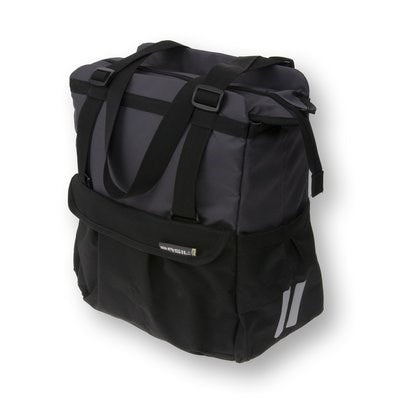 Basilikum Shopper XL - Sporty und trendige Fahrradbeutel für Lebensmittel und Strand, schwarzer Anthrazit, 20L