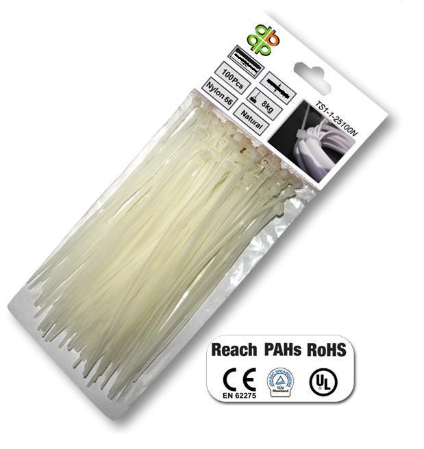 Bradas witte plastic band 3,6x150 100szt
