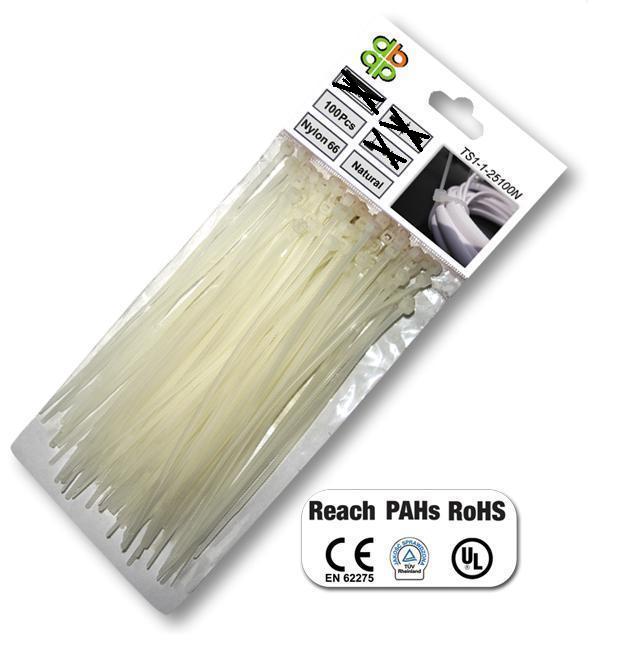 Bradas witte plastic band 4,8x350 100szt