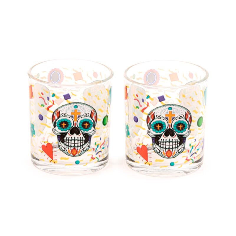 Dia de los muertos Set mit 2 Glastrinkgläsern 250 ml