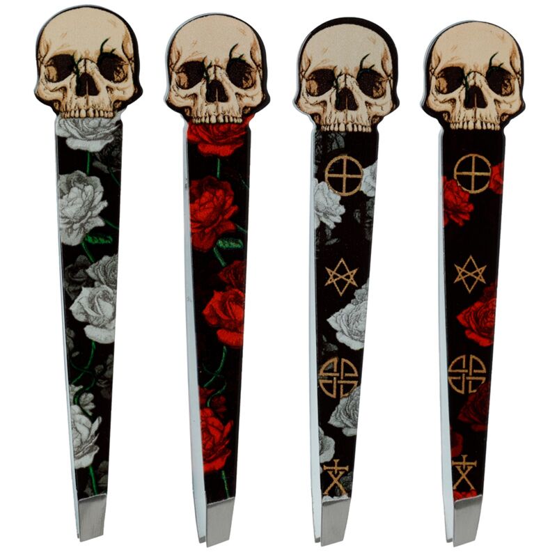 Pinzette in Totenkopf- und Rosenform