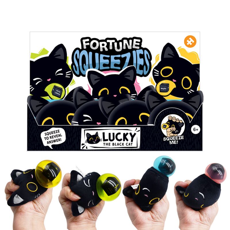 Queasy squeezies magisches Wahrsager-Glücksbringer-Quetschspielzeug mit schwarzer Katze