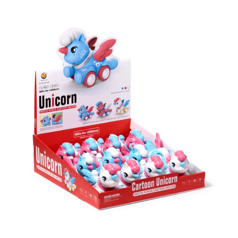 Drücken Sie auf das Aktionsspielzeug „Geflügeltes Einhorn“.