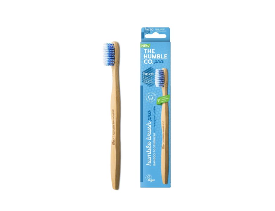 Die bescheidene Co. Zahnbürste Bambus - Pro - Hexatech Spirale - weich - Blau