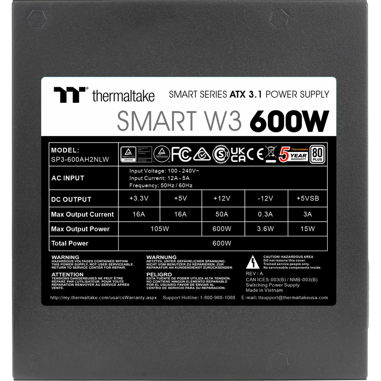 Thermaltake W3 600W