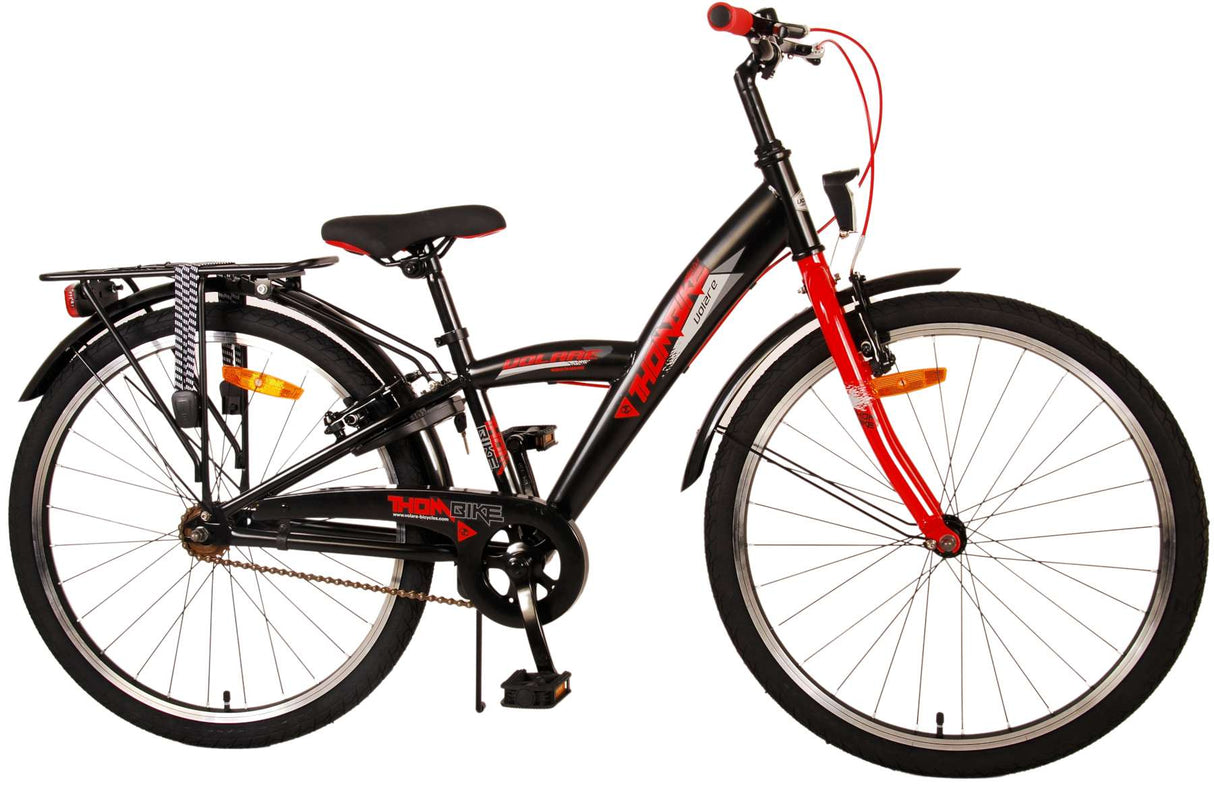 Volare Thombike Kinderfahrrad – Jungen – 24 Zoll – Schwarz Rot – Zwei Handbremsen