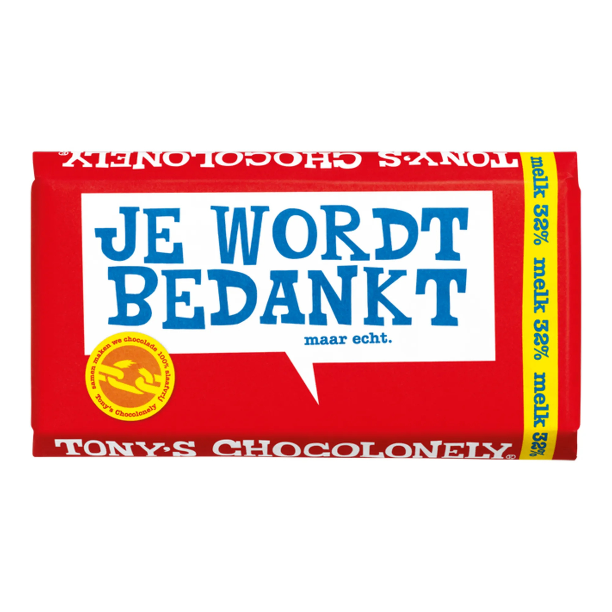Tony's chocolonely reep melk bedankt (15x 180gr)
