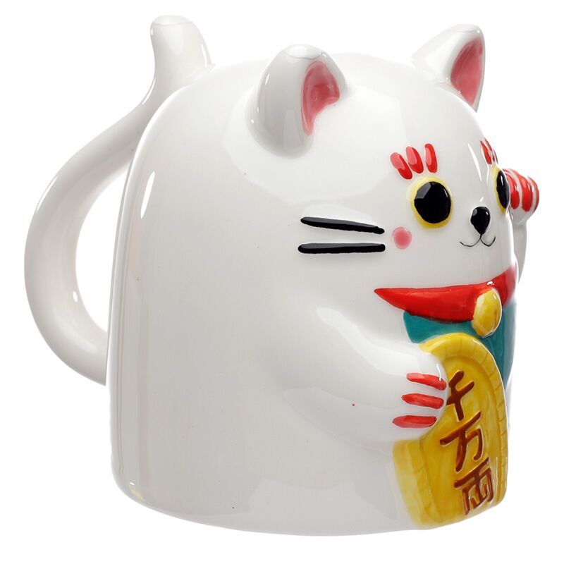 Maneki Neko Glückskatze auf dem Kopf stehende Keramiktasse