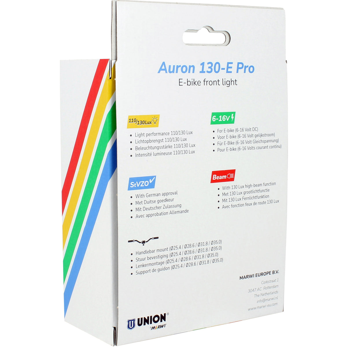 Qibbel Union Scheinwerfer Auron 130-e Pro E-Bike 6–16 V 130 Lux