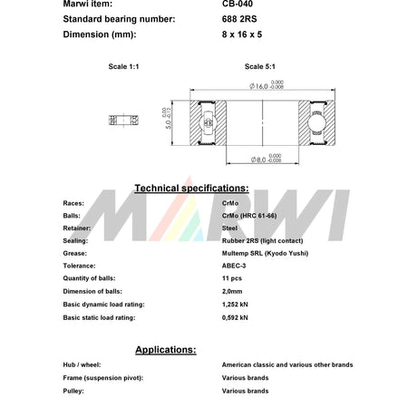 Union Kugellager Kugellager CB-040 8x16x5