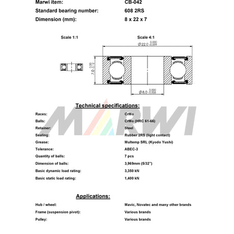 Union Kugellager Kugellager CB-042 8x22x7