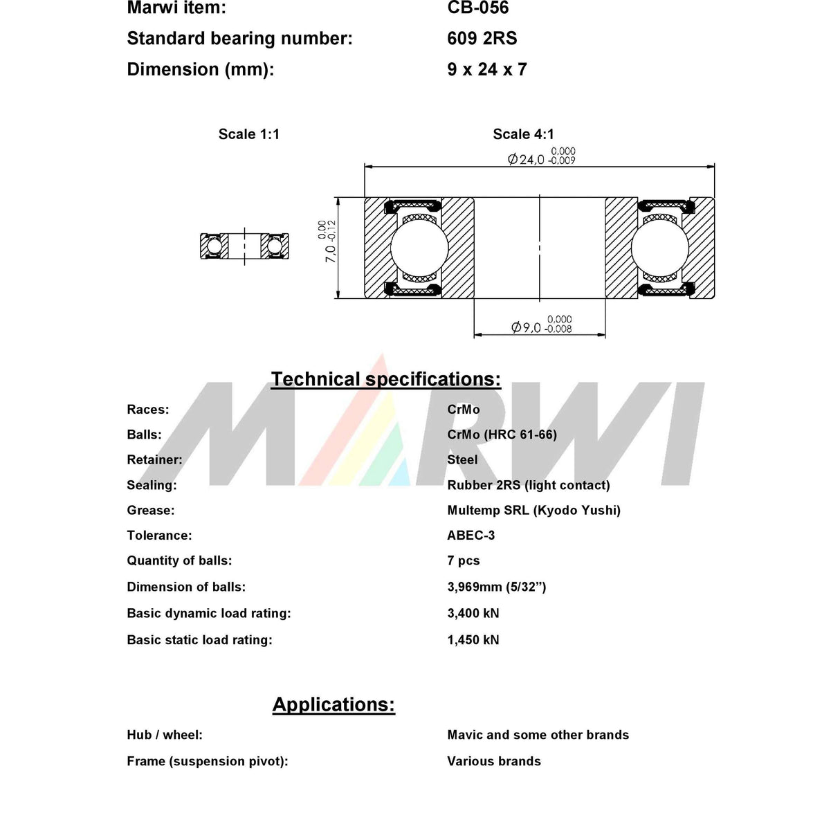 Union Kugellager Kugellager CB-056 9x24x7