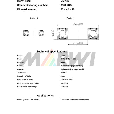 Union Kugellager Kugellager CB-135 20x42x12