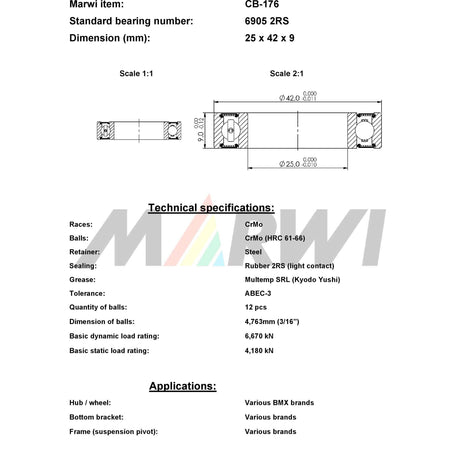 Union Kugellager Kugellager CB-176 25x42x9
