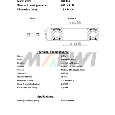Union Kugellager max CB-444 6901V LLU 12x24x6