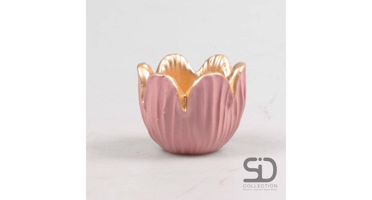 Tulp waxinelichthouder 8.5x6.5 cm pink cement