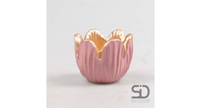 Tulp waxinelichthouder 8.5x6.5 cm pink cement