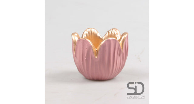 Tulp waxinelichthouder 8.5x6.5 cm pink cement