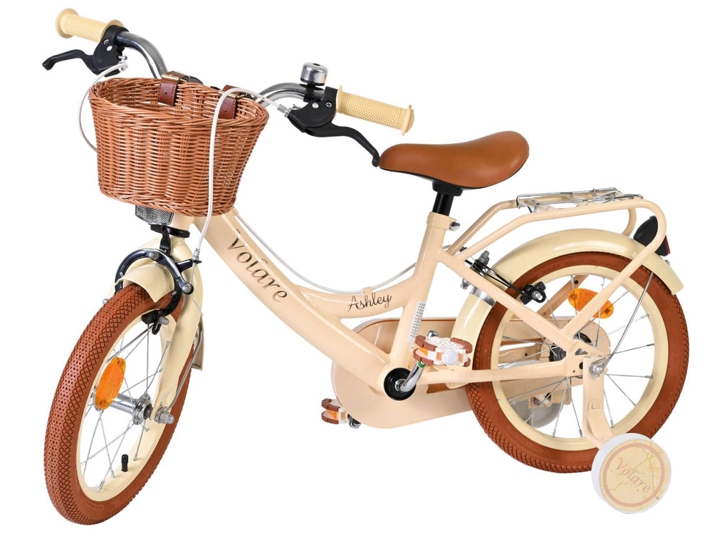 Volare Ashley Kinderfahrrad – Mädchen – 14 Zoll – Creme – zwei Handbremsen