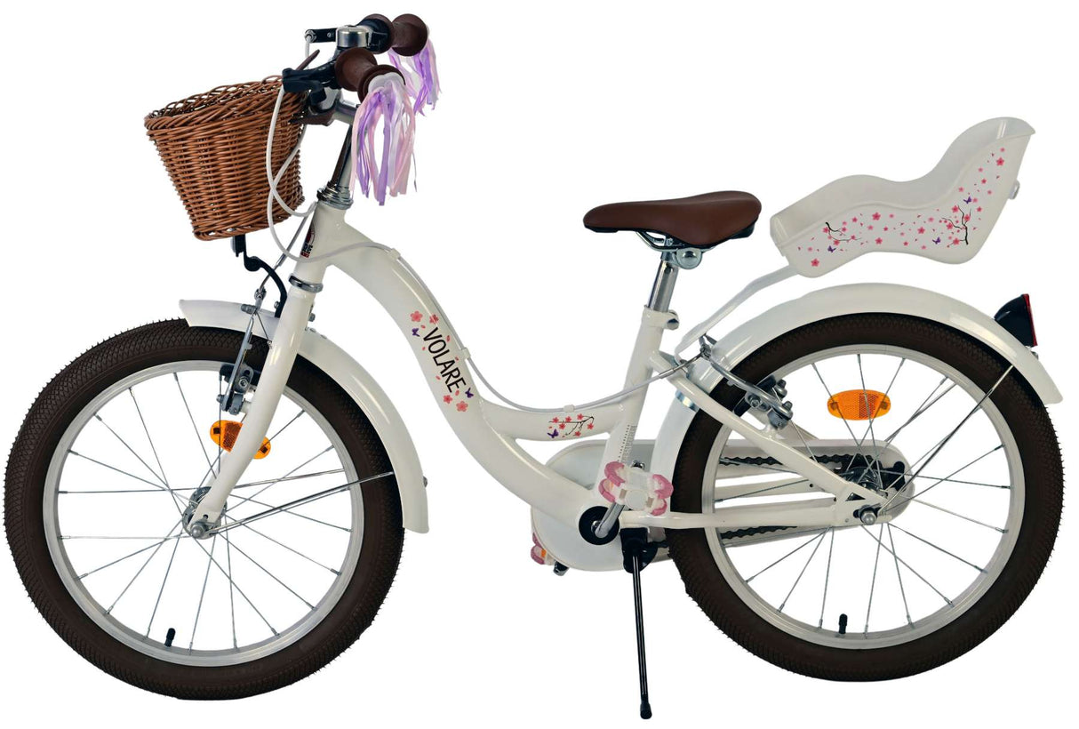 Volare Blossom Kinderfahrrad – Mädchen – 18 Zoll – weiß – zwei Handbremsen