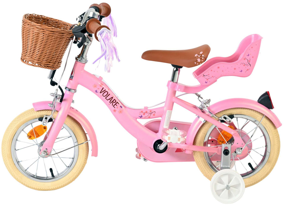 Volare Blossom Kinderfahrrad – Mädchen – 12 Zoll – Pink – zwei Handbremsen