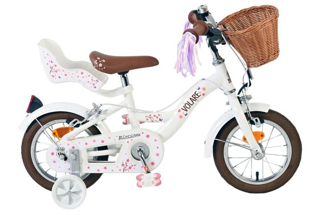 Volare Blossom Kinderfahrrad – Mädchen – 12 Zoll – weiß – zwei Handbremsen
