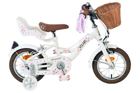 Volare Blossom Kinderfahrrad – Mädchen – 12 Zoll – weiß – zwei Handbremsen