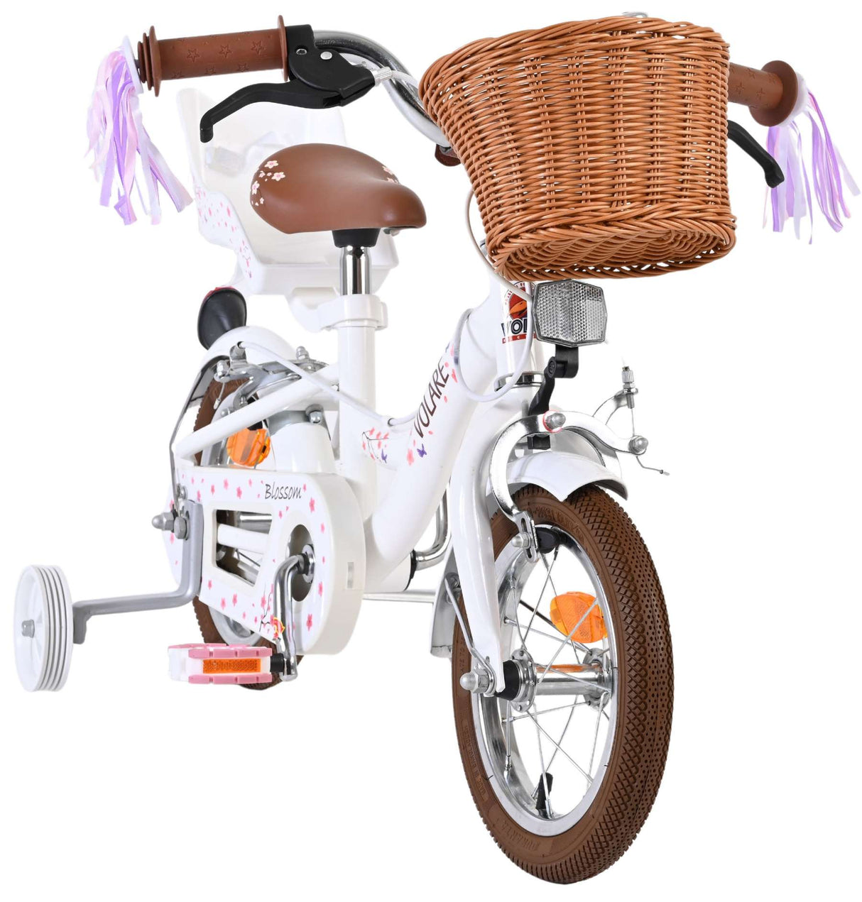 Volare Blossom Kinderfahrrad – Mädchen – 12 Zoll – weiß – zwei Handbremsen