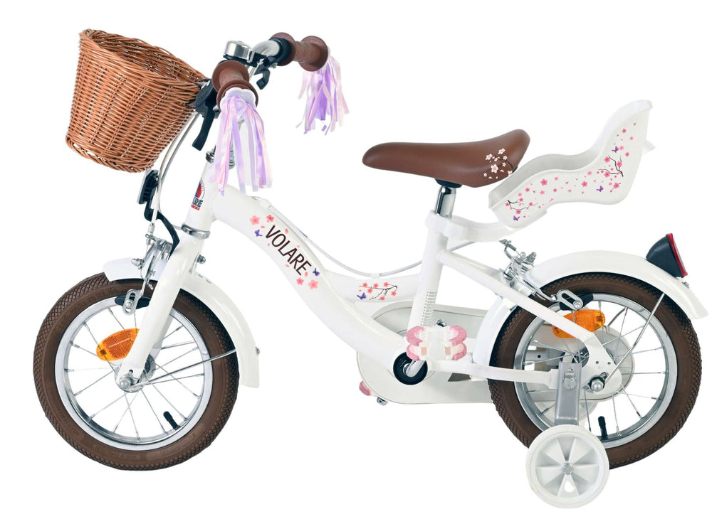 Volare Blossom Kinderfahrrad – Mädchen – 12 Zoll – weiß – zwei Handbremsen