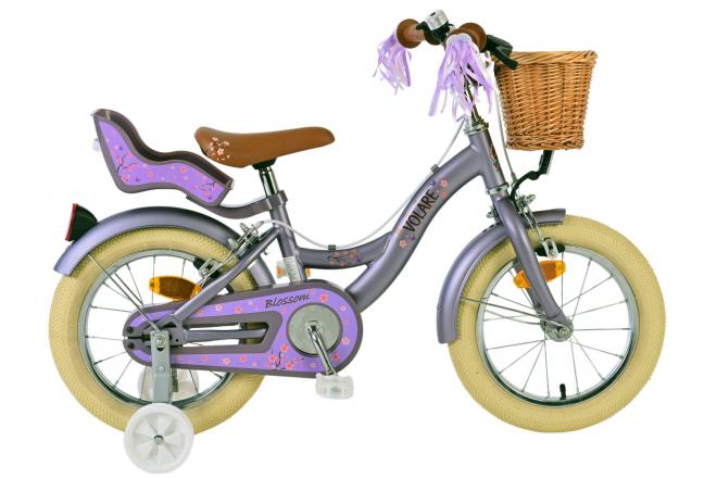 Volare Blossom Kinderfahrrad – Mädchen – 14 Zoll – Lila – zwei Handbremsen