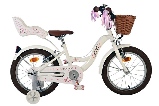 Volare Blossom Kinderfahrrad – Mädchen – 16 Zoll – weiß – zwei Handbremsen