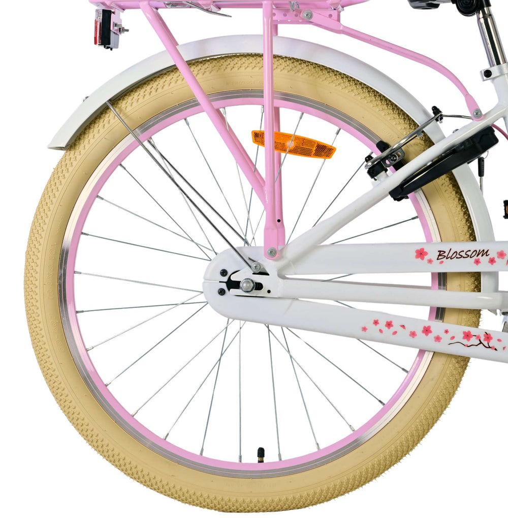 Volare Blossom Kinderfahrrad – Mädchen – 24 Zoll – weiß – zwei Handbremsen