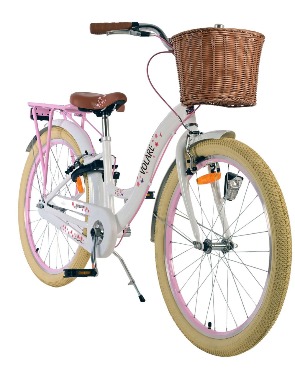 Volare Blossom Kinderfahrrad – Mädchen – 24 Zoll – weiß – zwei Handbremsen