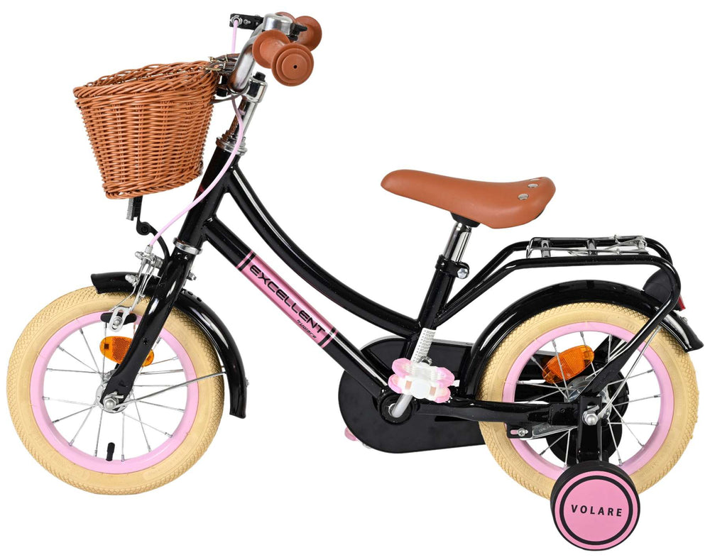 Volare ausgezeichnetes Kinderfahrrad – Mädchen – 12 Zoll – Schwarz