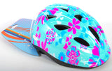 Volare Kinderfahrradhelm – XS – blaue rosa Blumen – 47–51 cm – extra kleines Modell