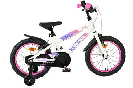 Volare Lily Kinderfahrrad – Mädchen – 16 Zoll – Weiß Rosa Lila – Zwei Handbremsen