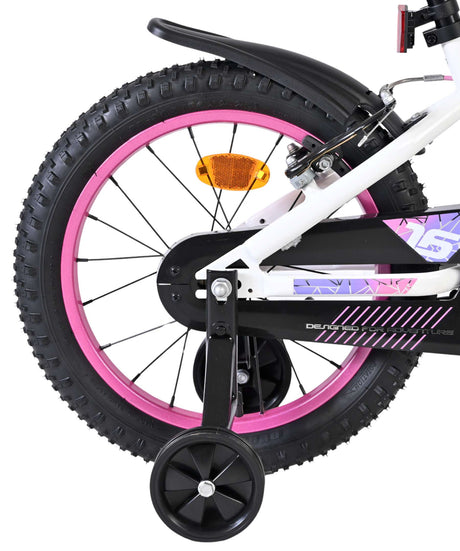 Volare Lily Kinderfahrrad – Mädchen – 16 Zoll – Weiß Rosa Lila – Zwei Handbremsen