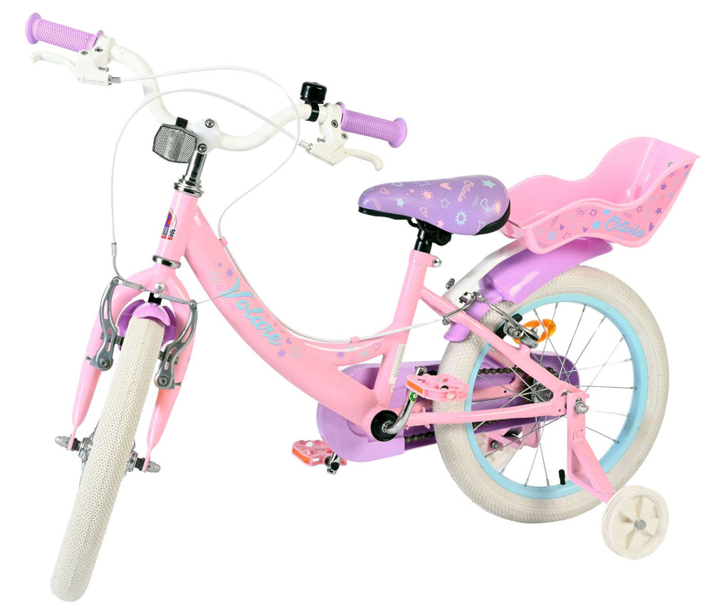 Volare Olivia Kinderfahrrad – Mädchen – 16 Zoll – Pink – zwei Handbremsen