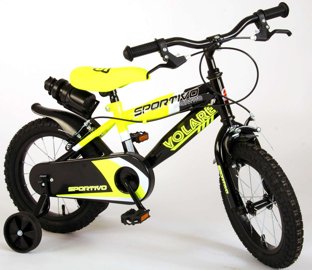 Volare Sportivo Kinderbike Jungen 14 Zoll Neon Geel Black zwei Handbremsen 95% versammelte