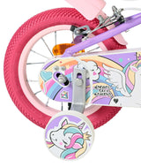 Volare Einhorn Kinderfahrrad – Mädchen – 12 Zoll – Lila – zwei Handbremsen
