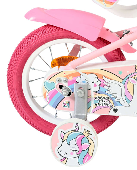 Volare Einhorn Kinderfahrrad - Mädchen - 12 Zoll - Rosa